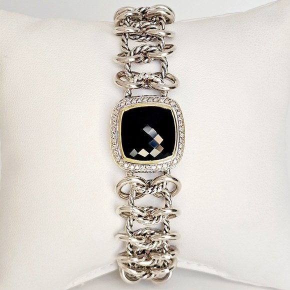 David Yurman Jewelry - David Yurman Albion Chainmail Bracelet with 18k Gold, Black Onyx & Diamonds